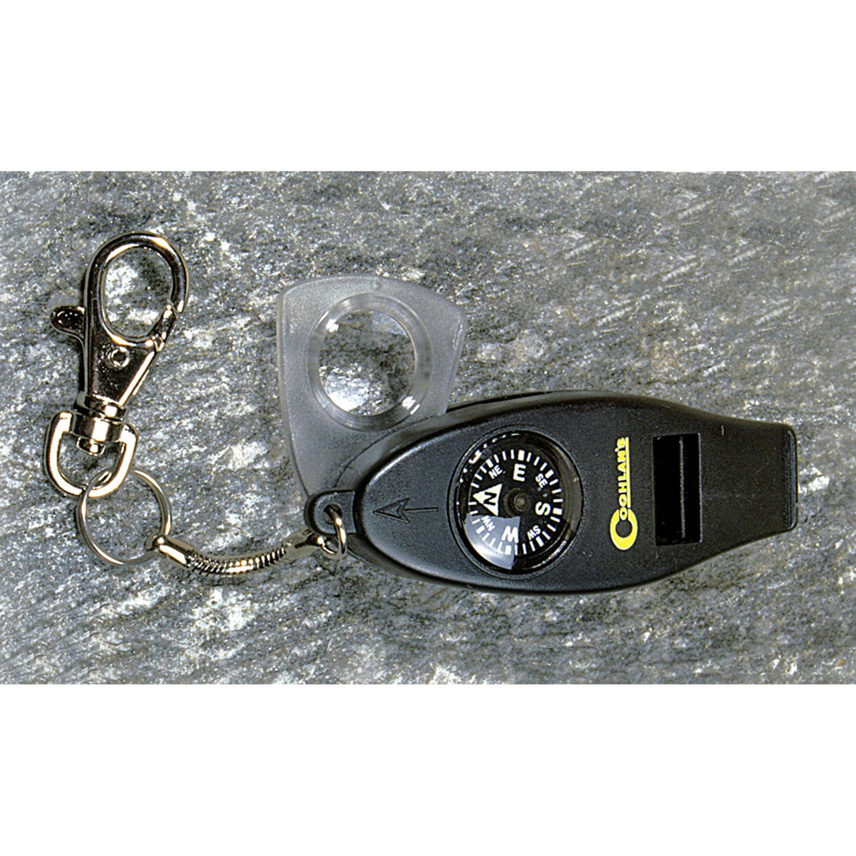 Whistle compass thermometer magnifier Coghlans Whistle 4in1