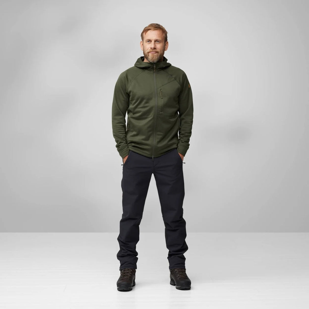 Flīsa jaka Fjallraven Abisko Grid Fleece Hoodie vīriešu