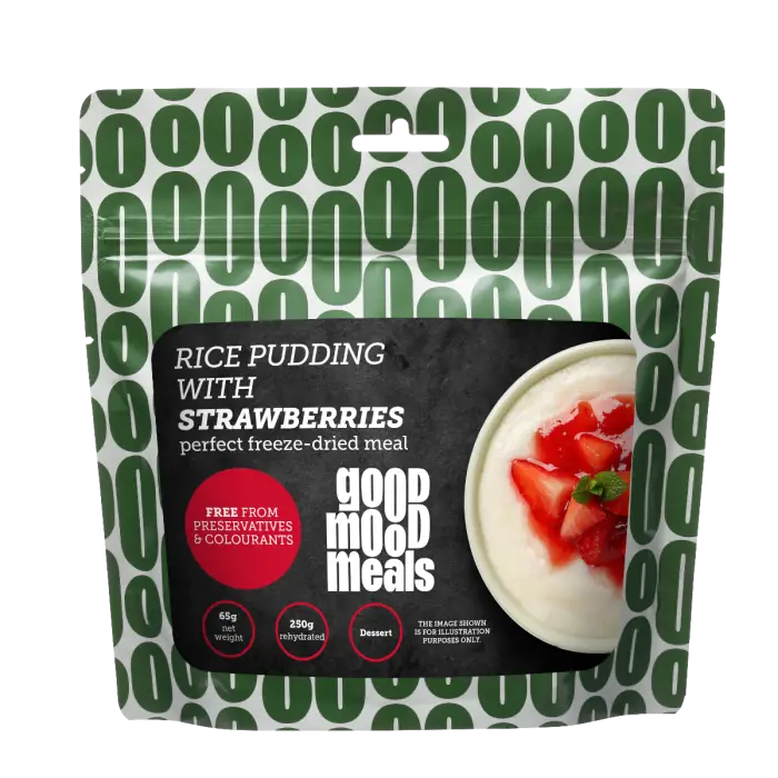 Freeze-dried food Good Mood Meals rice pudding with strawberries