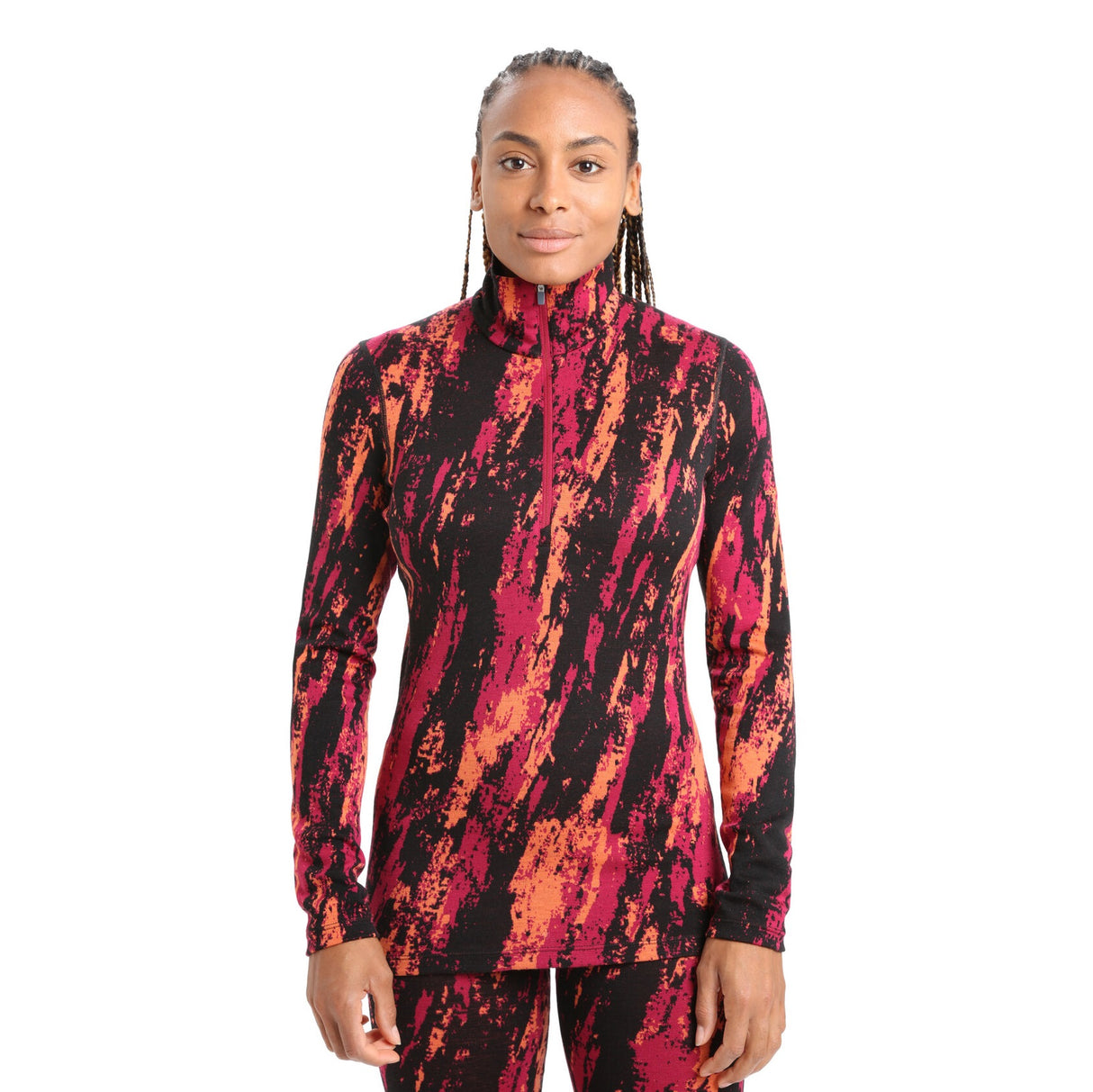 Merino termoveļa Icebreaker 250 Vertex Half Zip sieviešu Sedimentary Cherry Flash