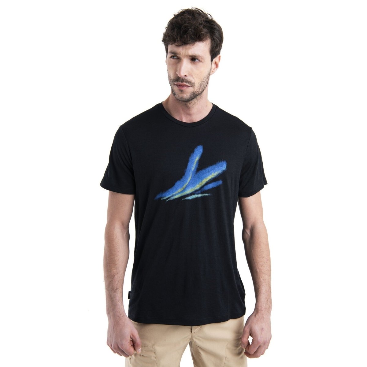 Merino T-krekls Icebreaker 150 Tech Lite III Aurora Glow vīriešu Black