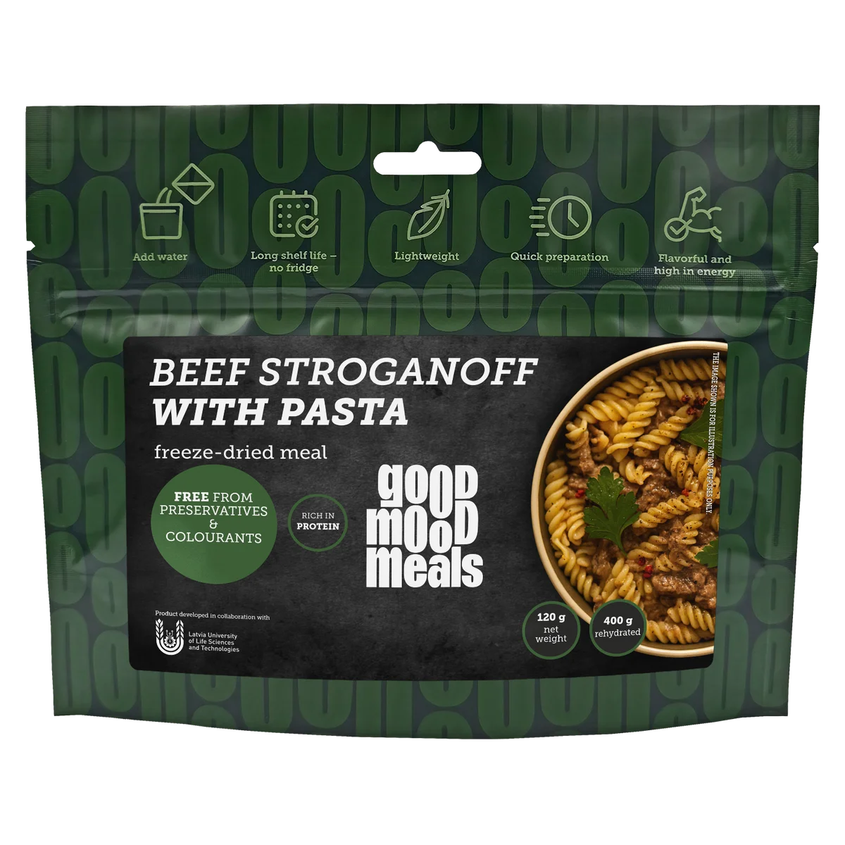 Good Mood Meals beef stroganoff with pasta