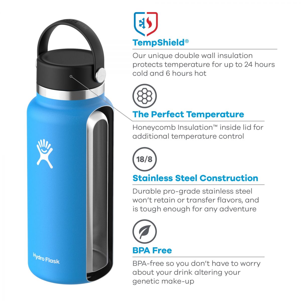 Termopudele Hydro Flask® 946ml Wide Mouth Flex Cap 32OZ