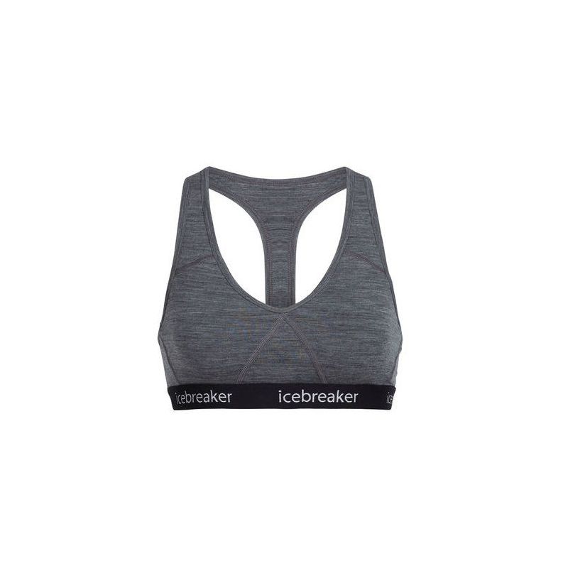 Merino krūšturis Icebreaker Sprite Racerback sieviešu Gritstone Heather Black